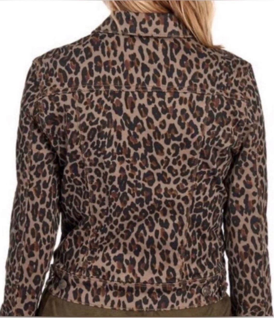 Liverpool Los Angeles Leopard Print Denim Jacket Size M 4