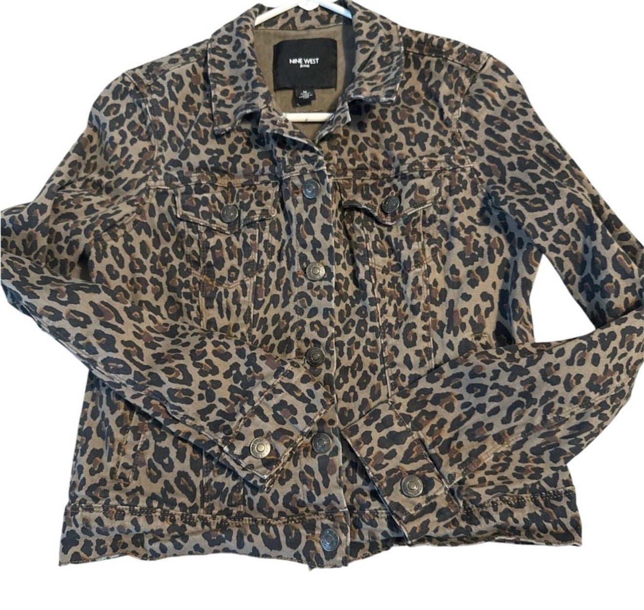 Liverpool Los Angeles Leopard Print Denim Jacket Size M 6