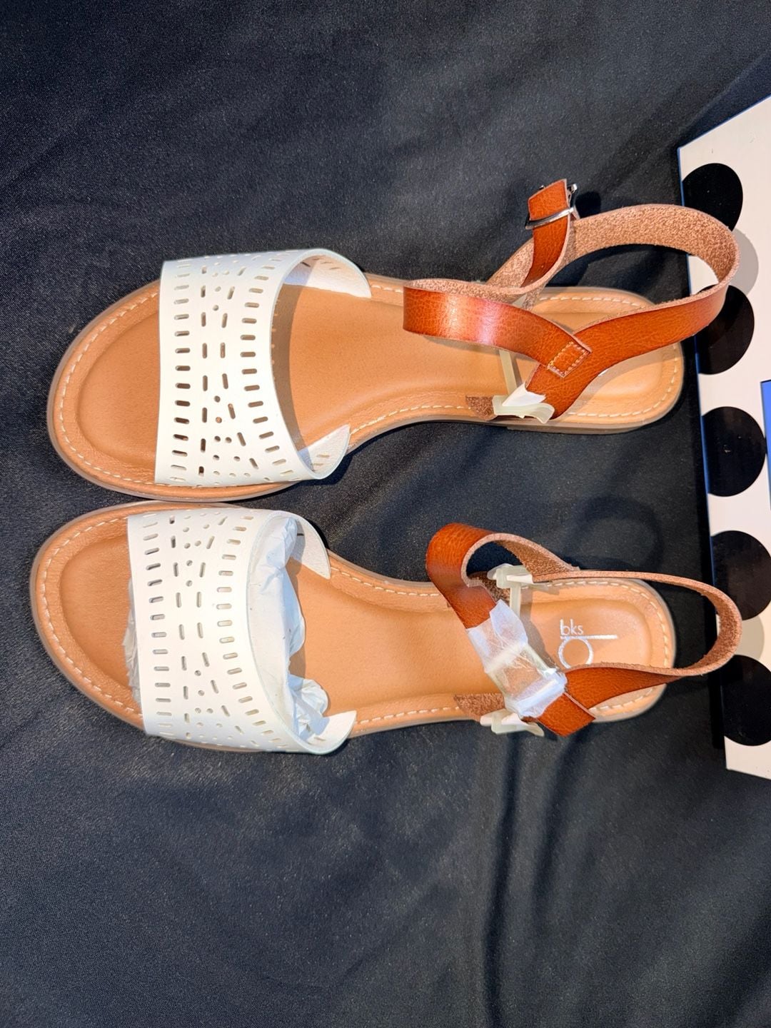 BKS Paca Sandals Size 10M White Brown 7
