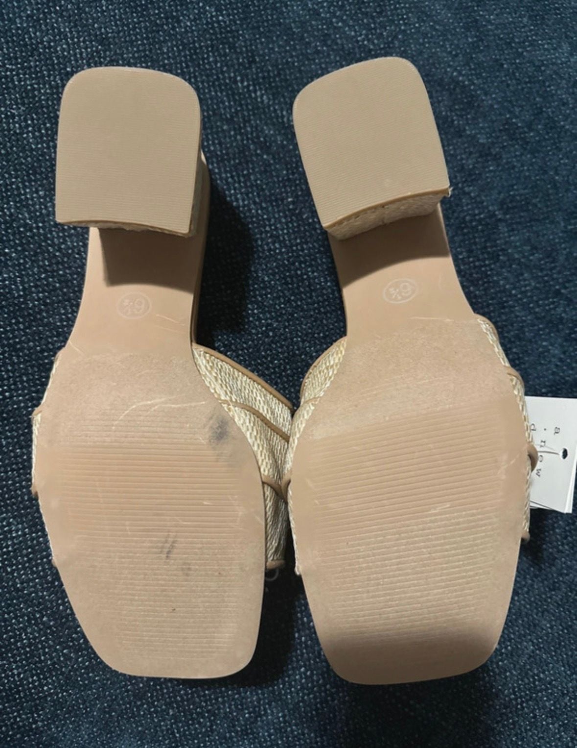 A New Day Kathleen Heels Size 6.5 Beige Rhinestone Buckle Mules 4