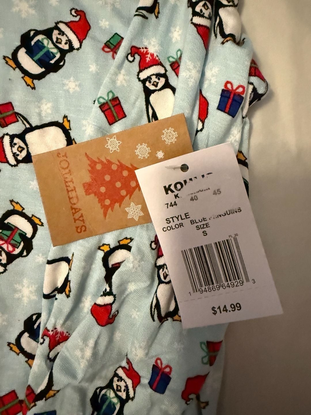 Christmas Penguin Long Sleeve Pajama Top Size S 2