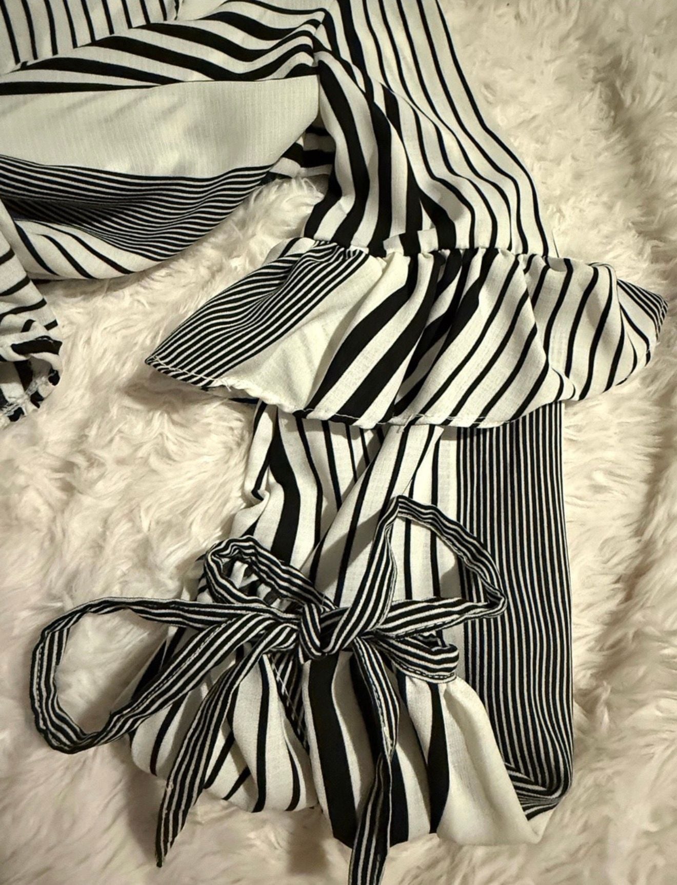 Gianni Bini striped blouse long sleeve with bow detail sz M 3
