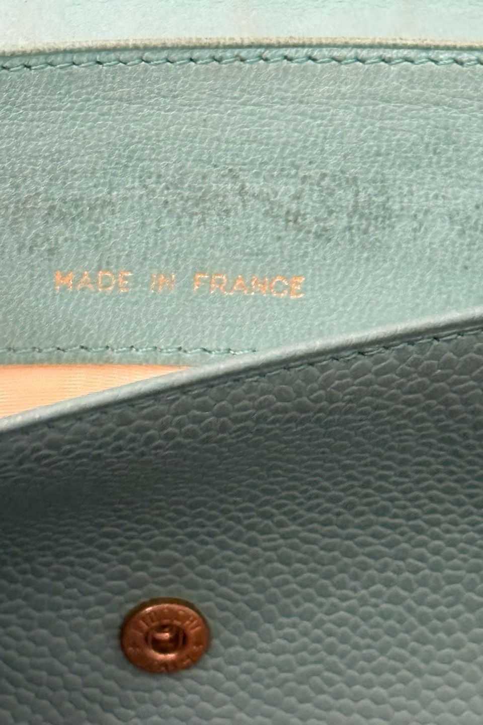 Chanel Caviar Leather Trifold Wallet Teal 10