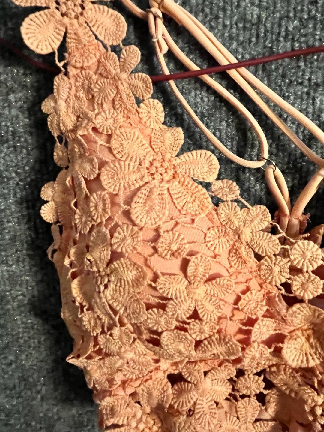 Pink Lily Floral crochet Bralette Crop Top Peach 003-177 3
