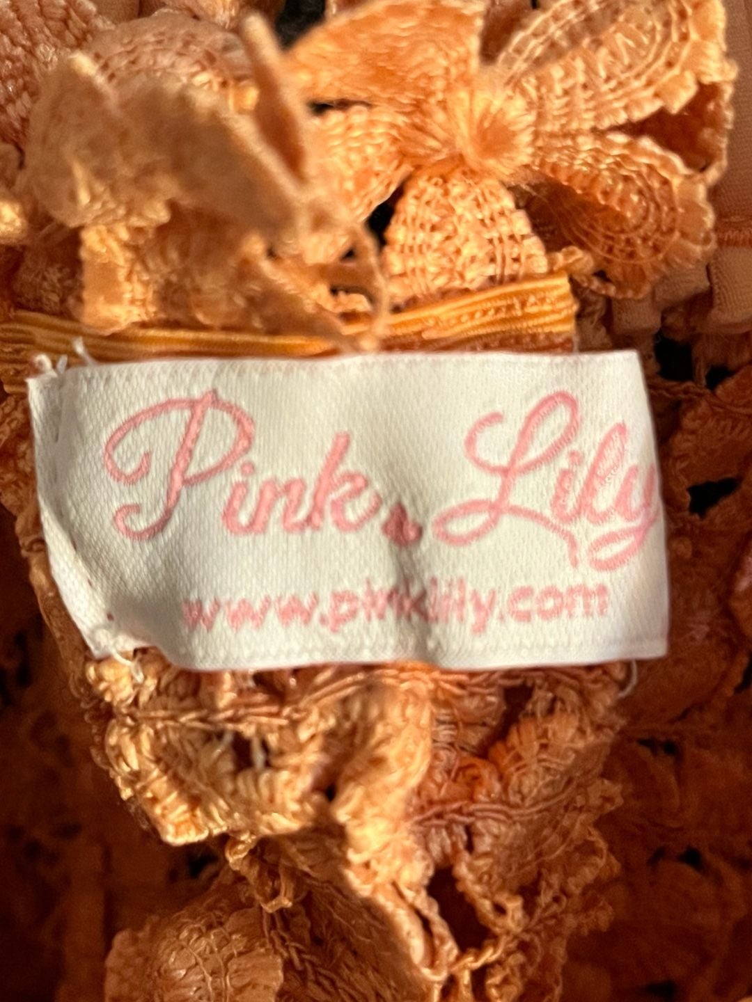 Pink Lily Floral crochet Bralette Crop Top Peach 003-177 4