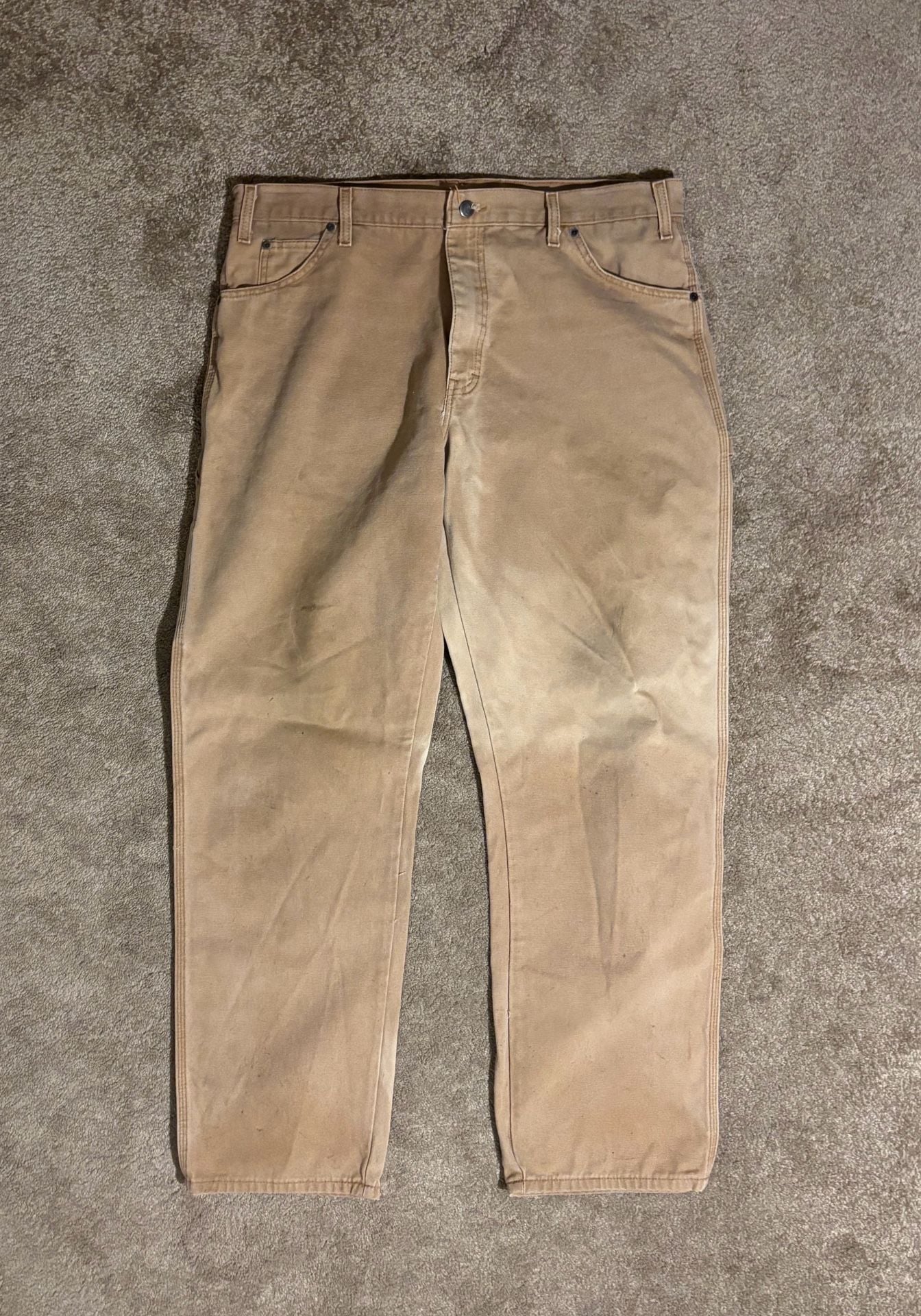 Dickies Carpenter Pants Mens Size 38x34 Brown Canvas Duck Utility Workwear 2