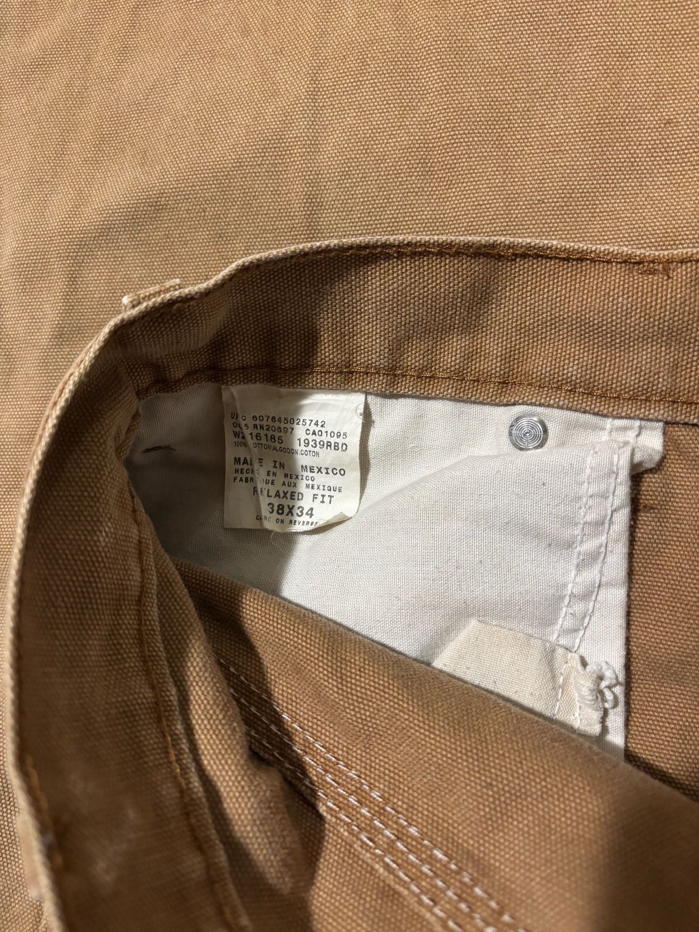 Dickies Carpenter Pants Mens Size 38x34 Brown Canvas Duck Utility Workwear 3