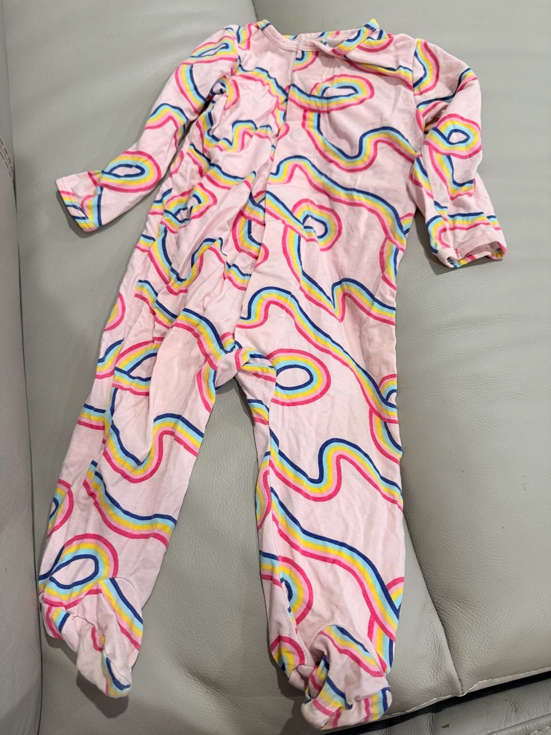 Magnetic me Footie Pajamas Pink Rainbow Wavy 6M 2