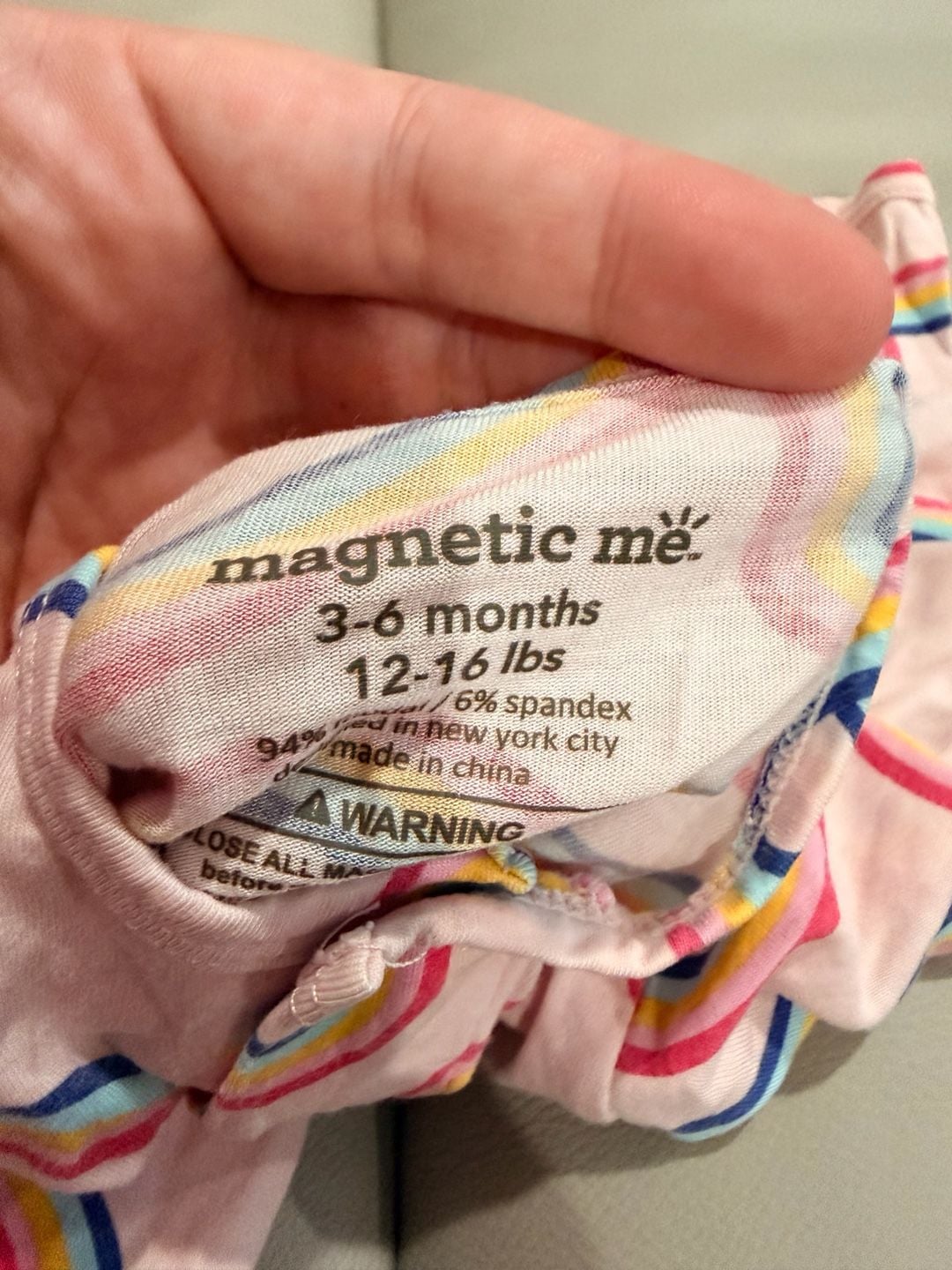 Magnetic me Footie Pajamas Pink Rainbow Wavy 6M 3