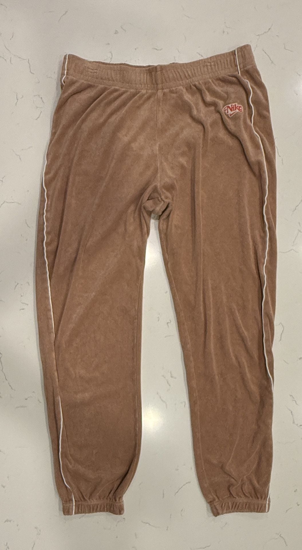 Nike Velour Sweatpants Size L Brown Retro Script Logo Joggers 2