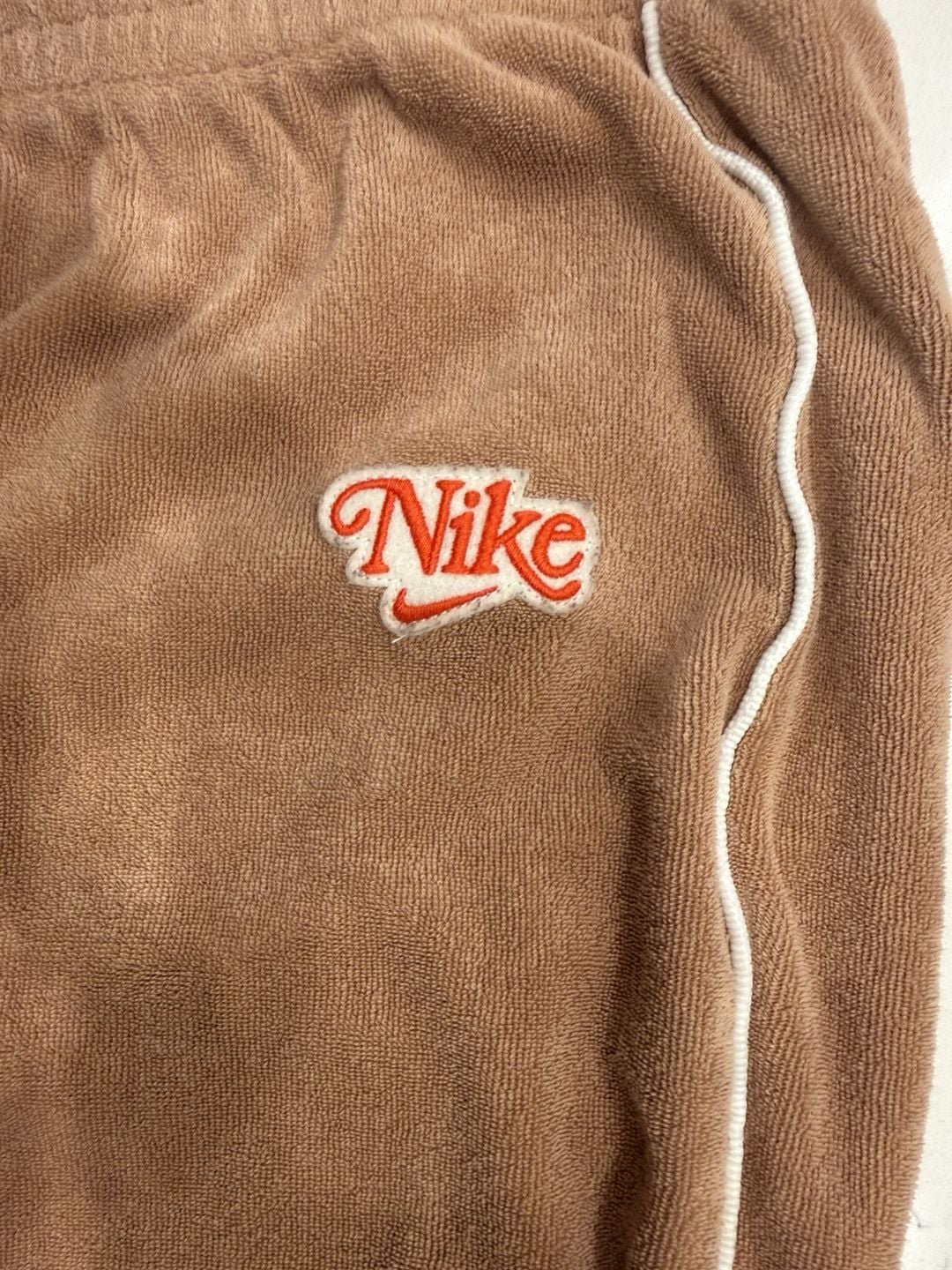 Nike Velour Sweatpants Size L Brown Retro Script Logo Joggers 3