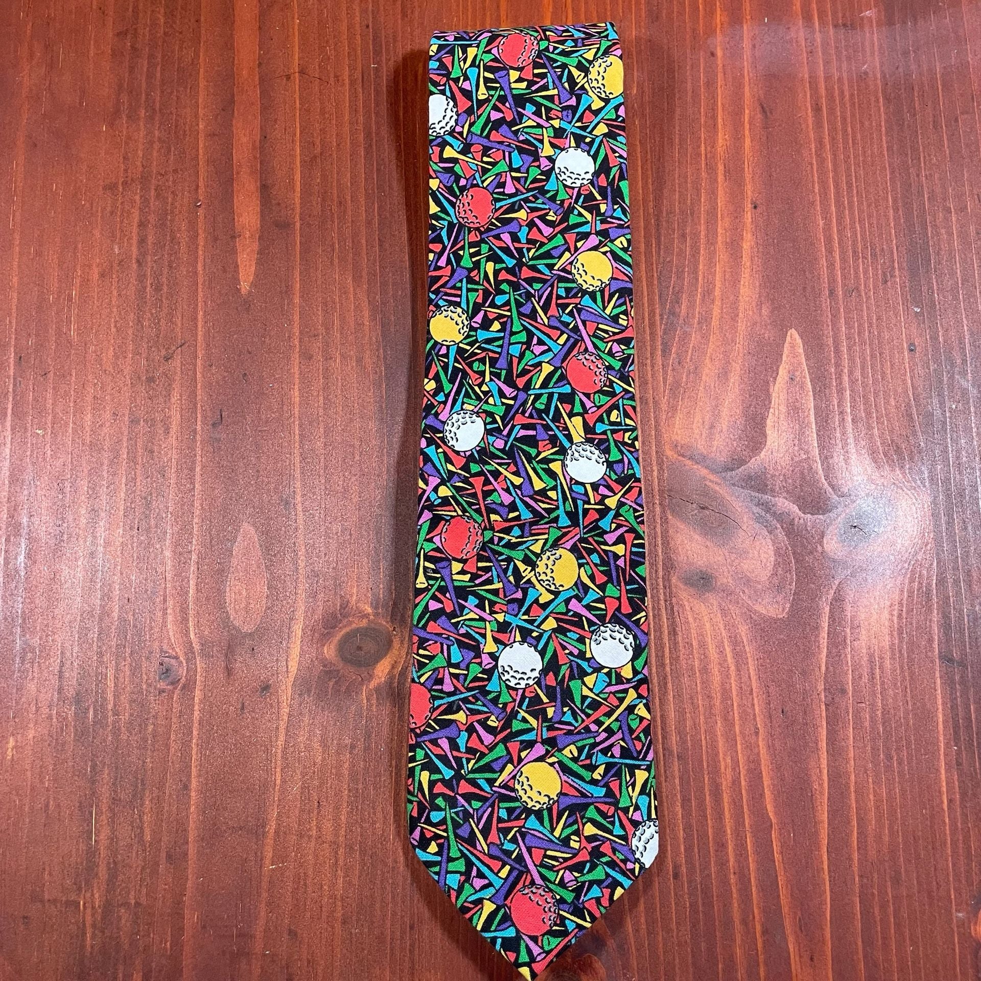 Ralph Marlin Golf Balls And Tees Novelty Pattern Necktie 1