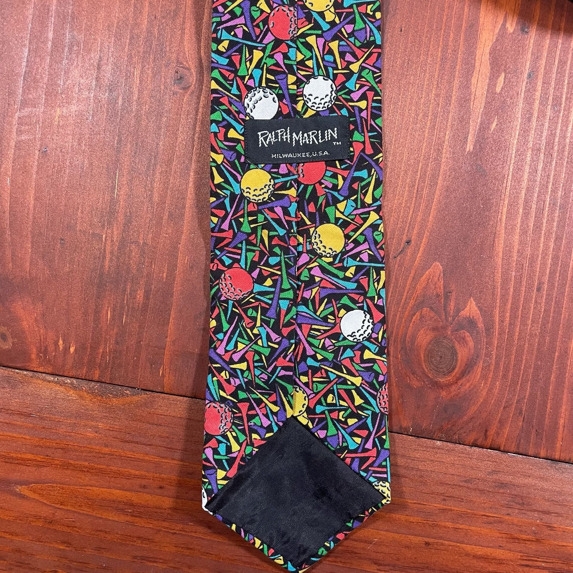 Ralph Marlin Golf Balls And Tees Novelty Pattern Necktie 3
