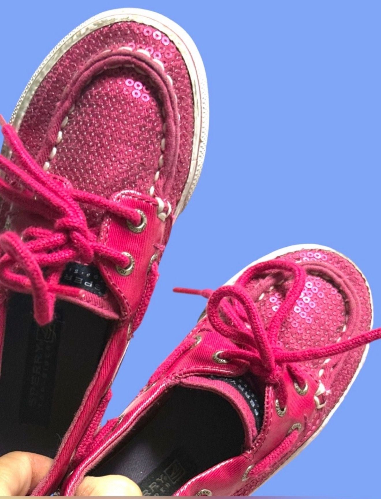Sperry Top-Sider Sequin Boat Shoes Pink girls size 10 4