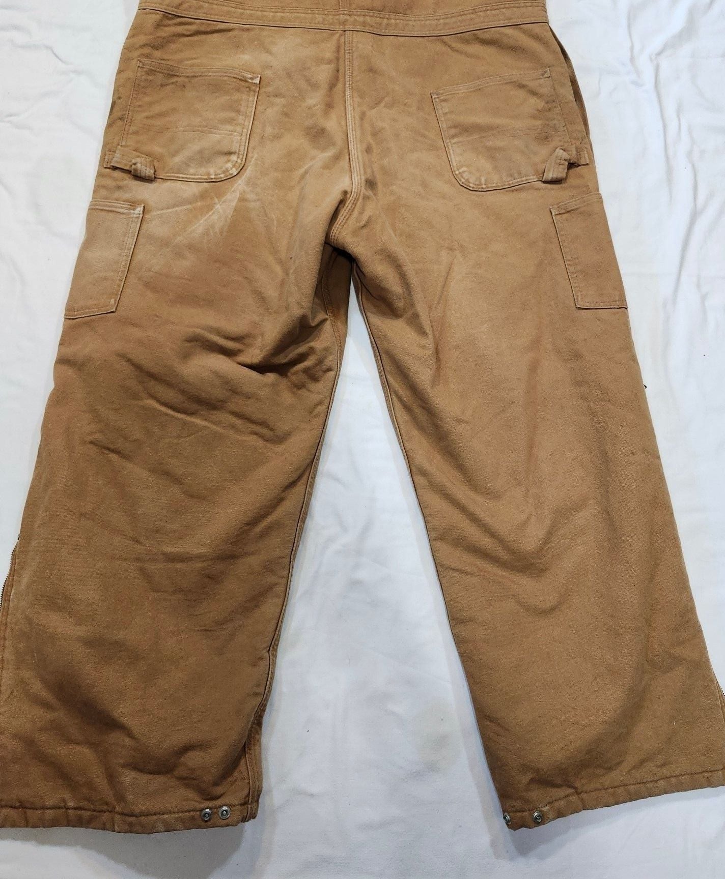 Carhartt Quilted Lined Bib Overalls Brown Duck Workwear 9