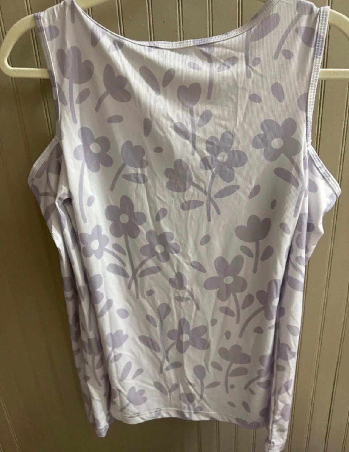Unbranded Floral Cold Shoulder Zip Top White Purple 4
