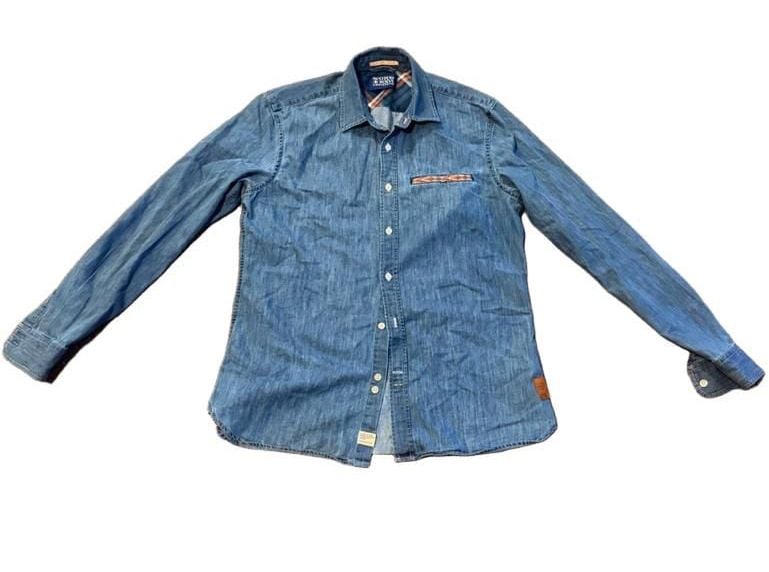 Scotch & Soda Amsterdam Denim Button-Down Shirt Blue Long Sleeve 9