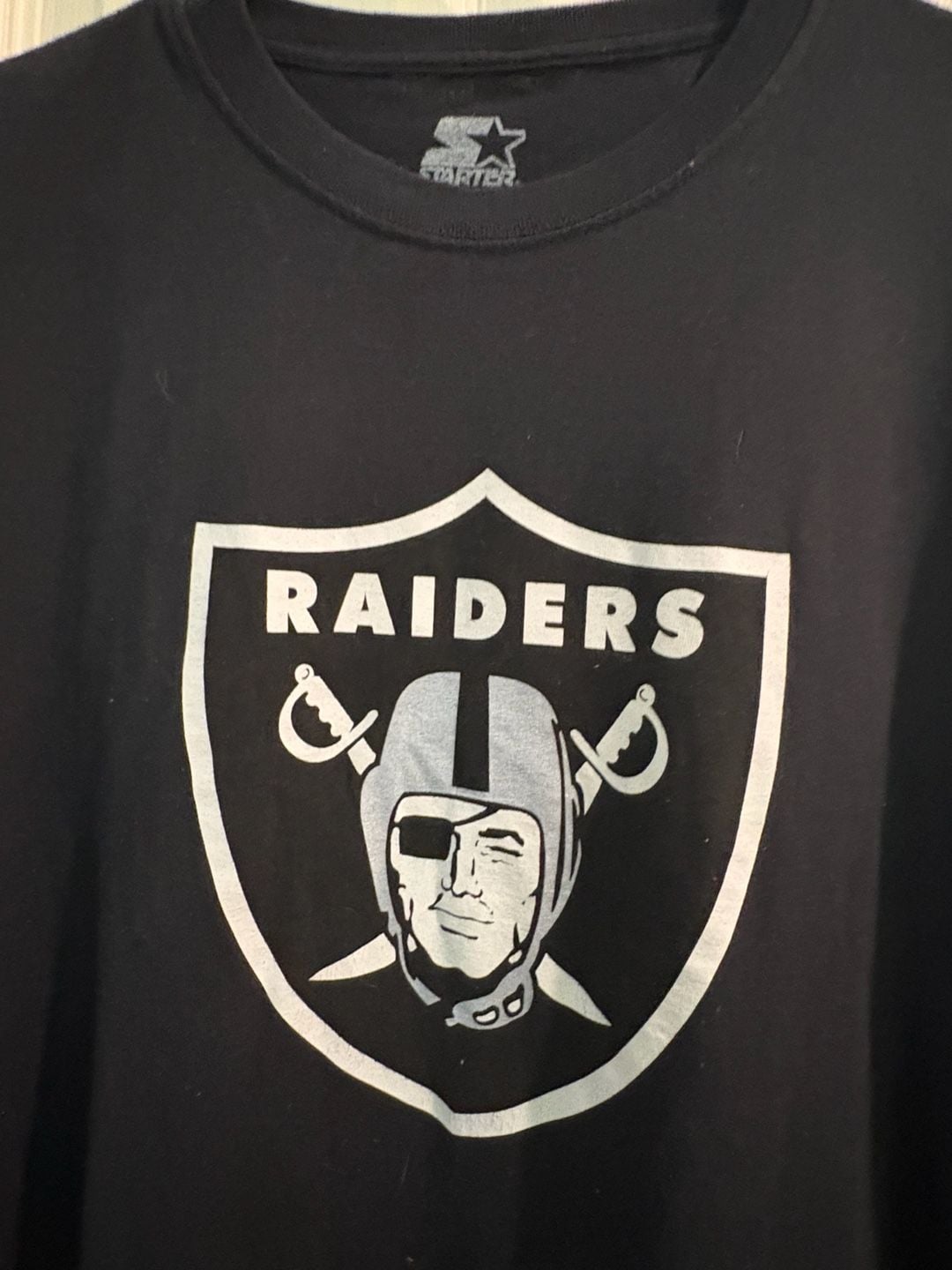 Starter Raiders Long Sleeve T-Shirt Size XL Black Football 3