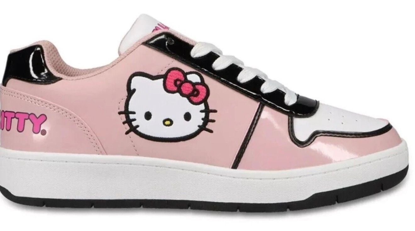 Hello Kitty by Sanrio Women's Pink Casual Court Sneakers, Pink sz11 2
