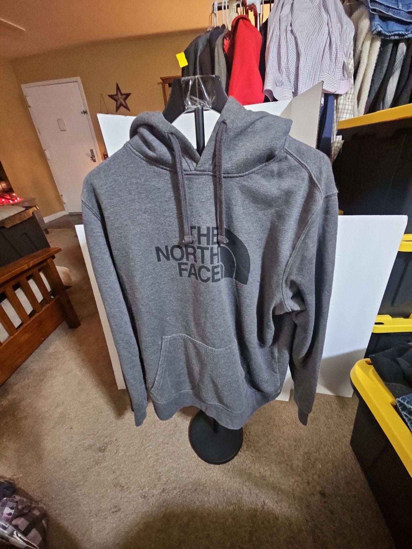 The North Face Hoodie Sweatshirt Size Large Gray Pullover 2