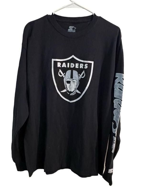 Starter Raiders Long Sleeve T-Shirt Size XL Black Football 2