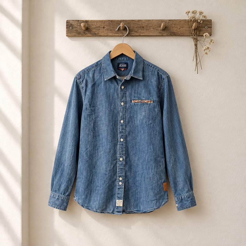 Scotch & Soda Amsterdam Denim Button-Down Shirt Blue Long Sleeve 7