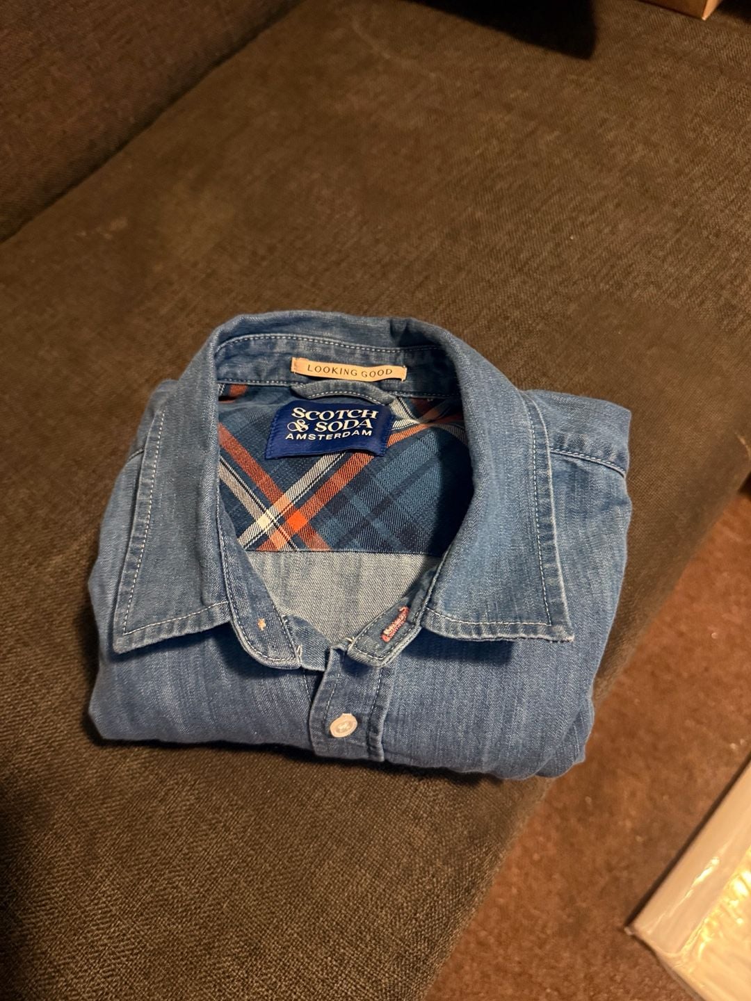 Scotch & Soda Amsterdam Denim Button-Down Shirt Blue Long Sleeve 12