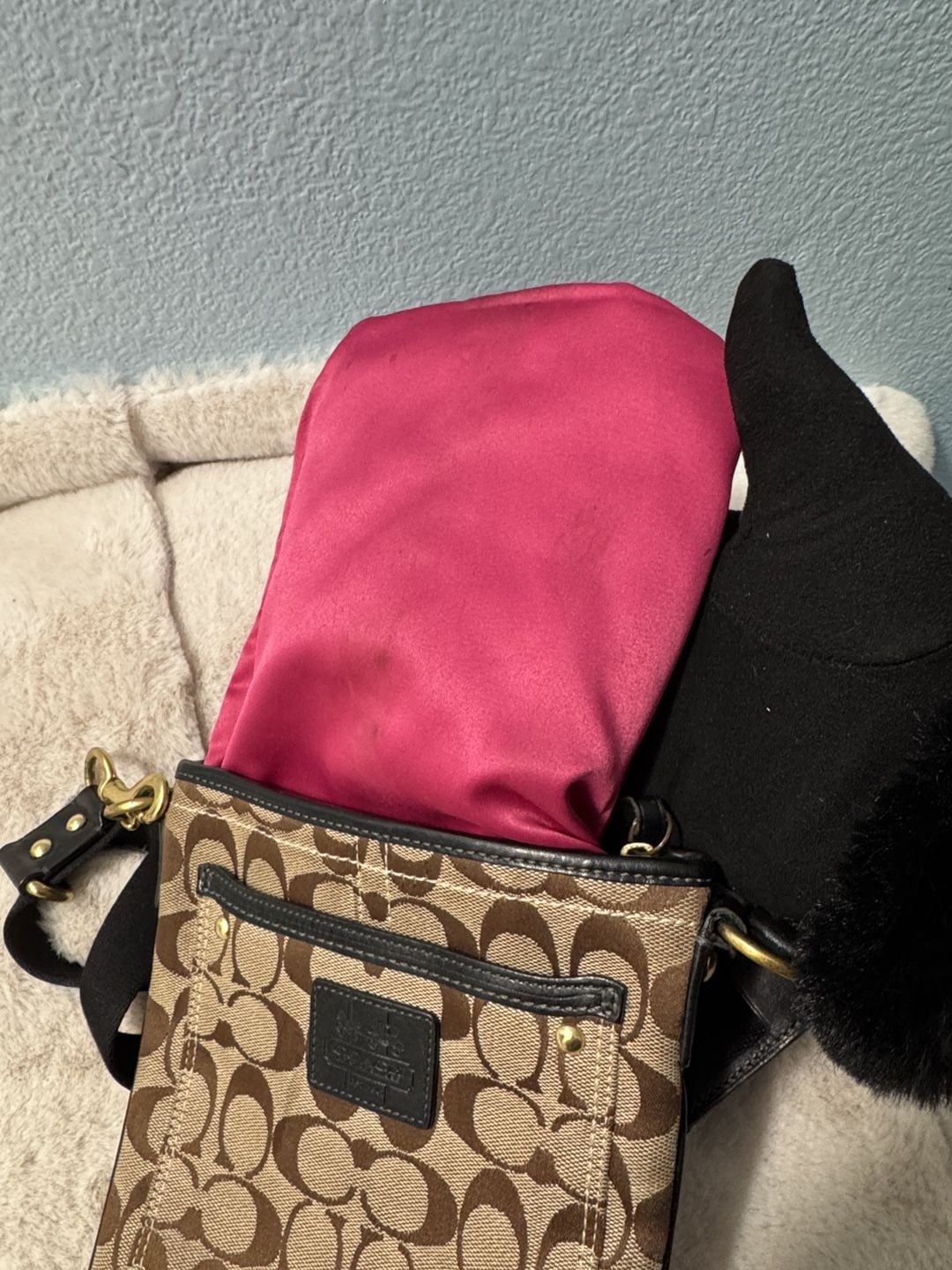 Coach Signature Canvas Crossbody Bag F0767-40897 Brown Black 7