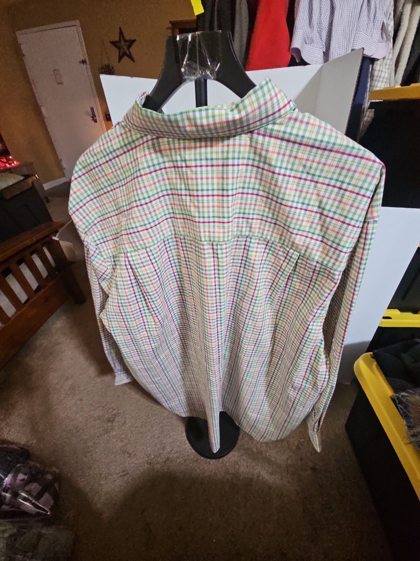 Kings Court Plaid Long Sleeve Button Down Shirt Size 18 1/2 33/4 4