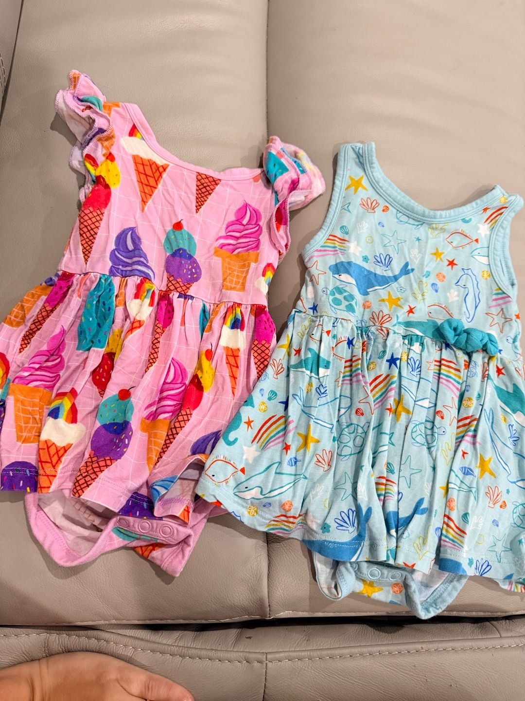 Play by Little Sleepies Bodysuit Dress Bundle 6-12 Months Ice Cream Ocean Life 1