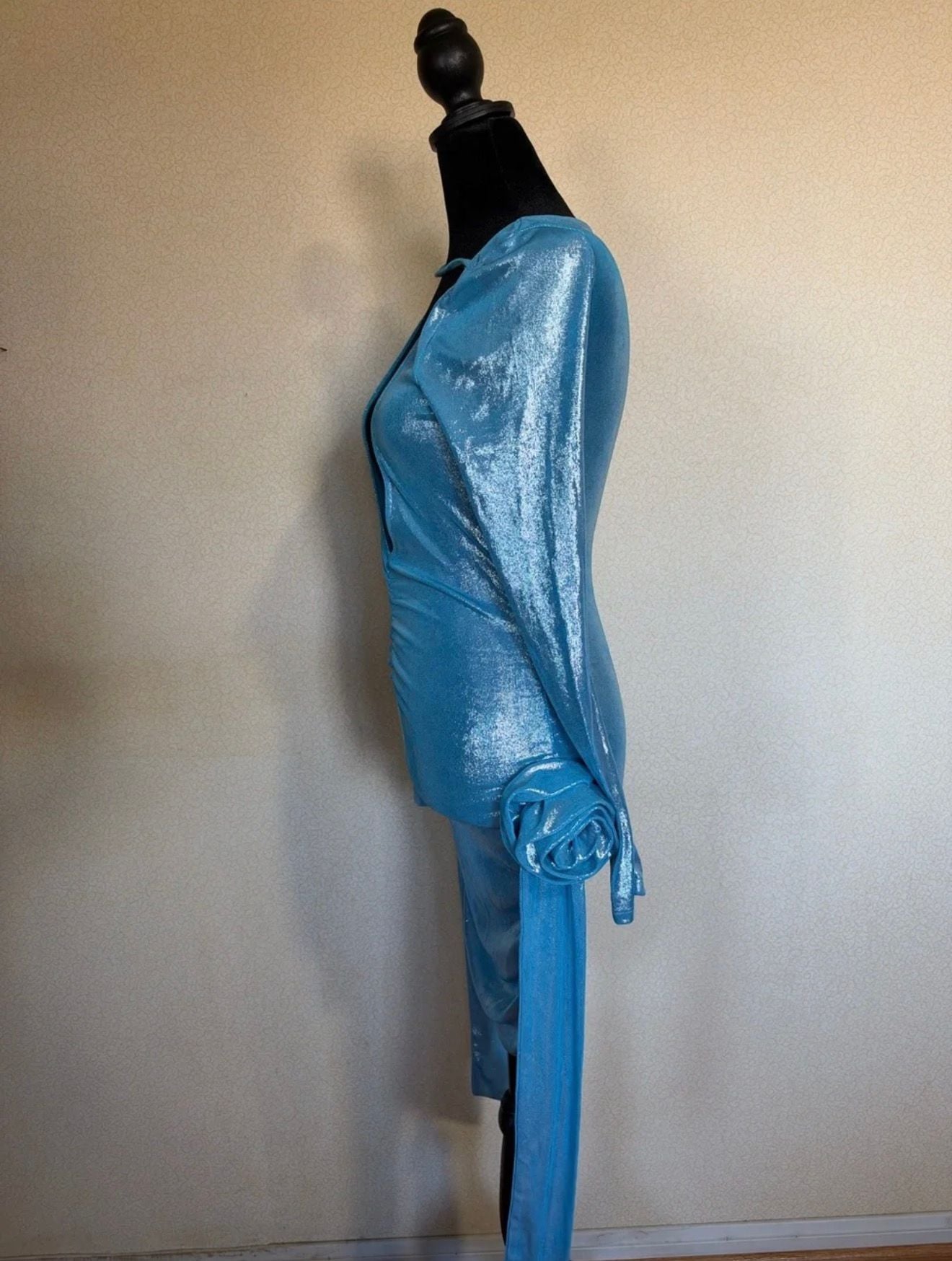 Johnny Wujek for JCPenney Metallic Mini Dress Size S Blue 6