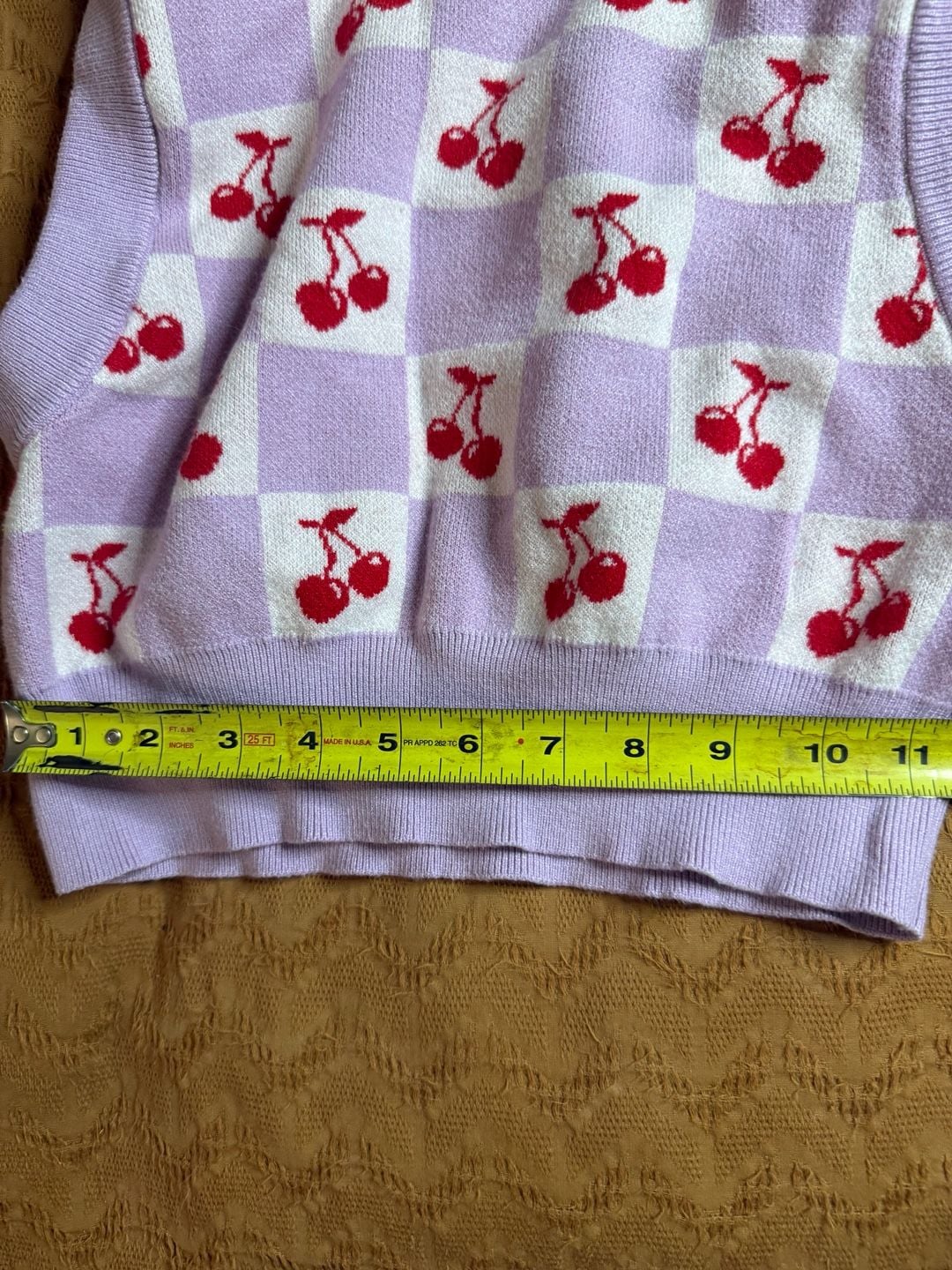 Forever 21 Cherry Checkered Sweater Vest Size M Purple 3