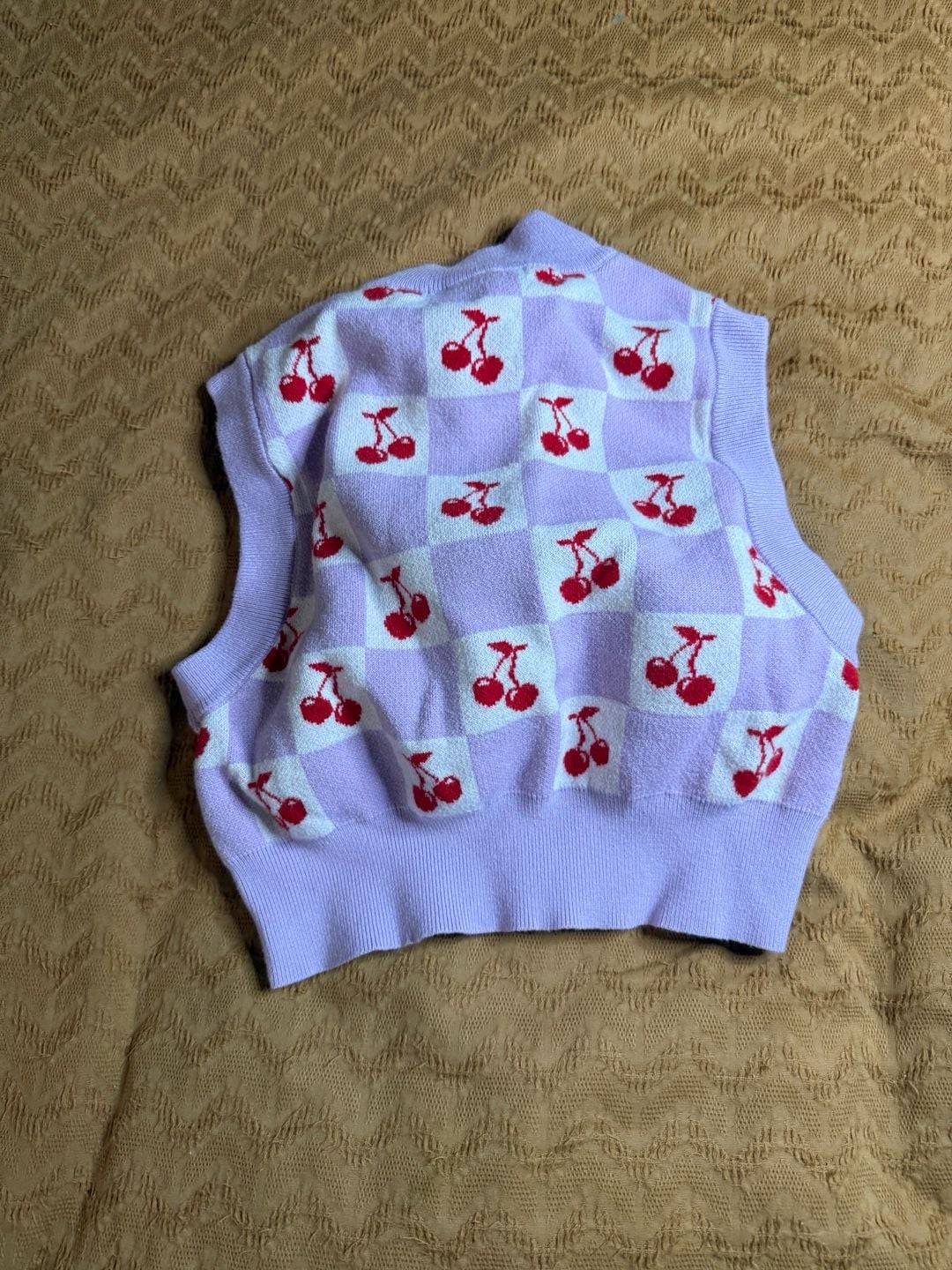 Forever 21 Cherry Checkered Sweater Vest Size M Purple 6