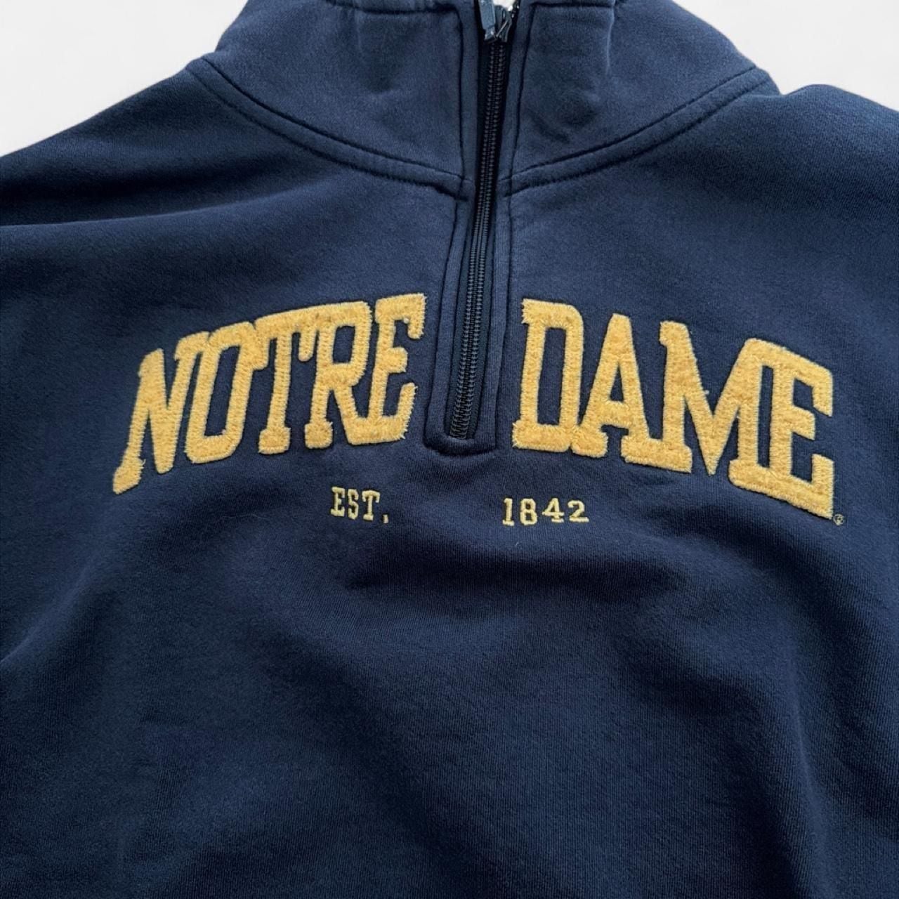 Vintage JanSport Notre Dame Fighting Irish 1/4 Zip Sweatshirt Navy Mens Medium 2