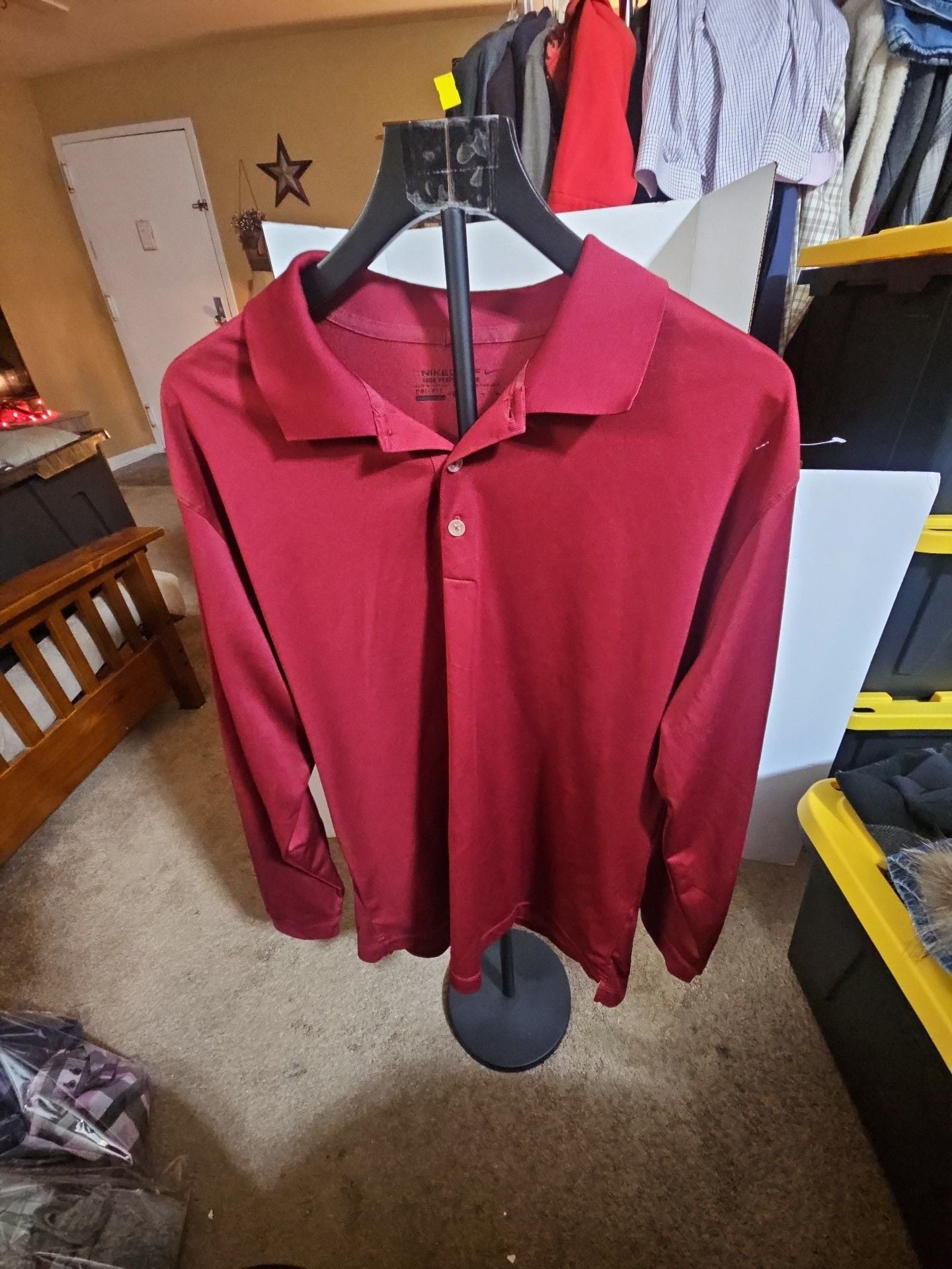 Nike Golf Tour Performance Long Sleeve Polo Shirt Size XL Red Dri-Fit 2