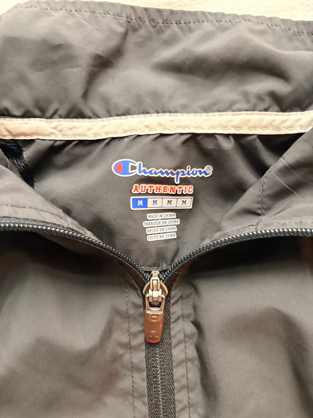 Champion 1/4 Zip Windbreaker Jacket Size M Black 3