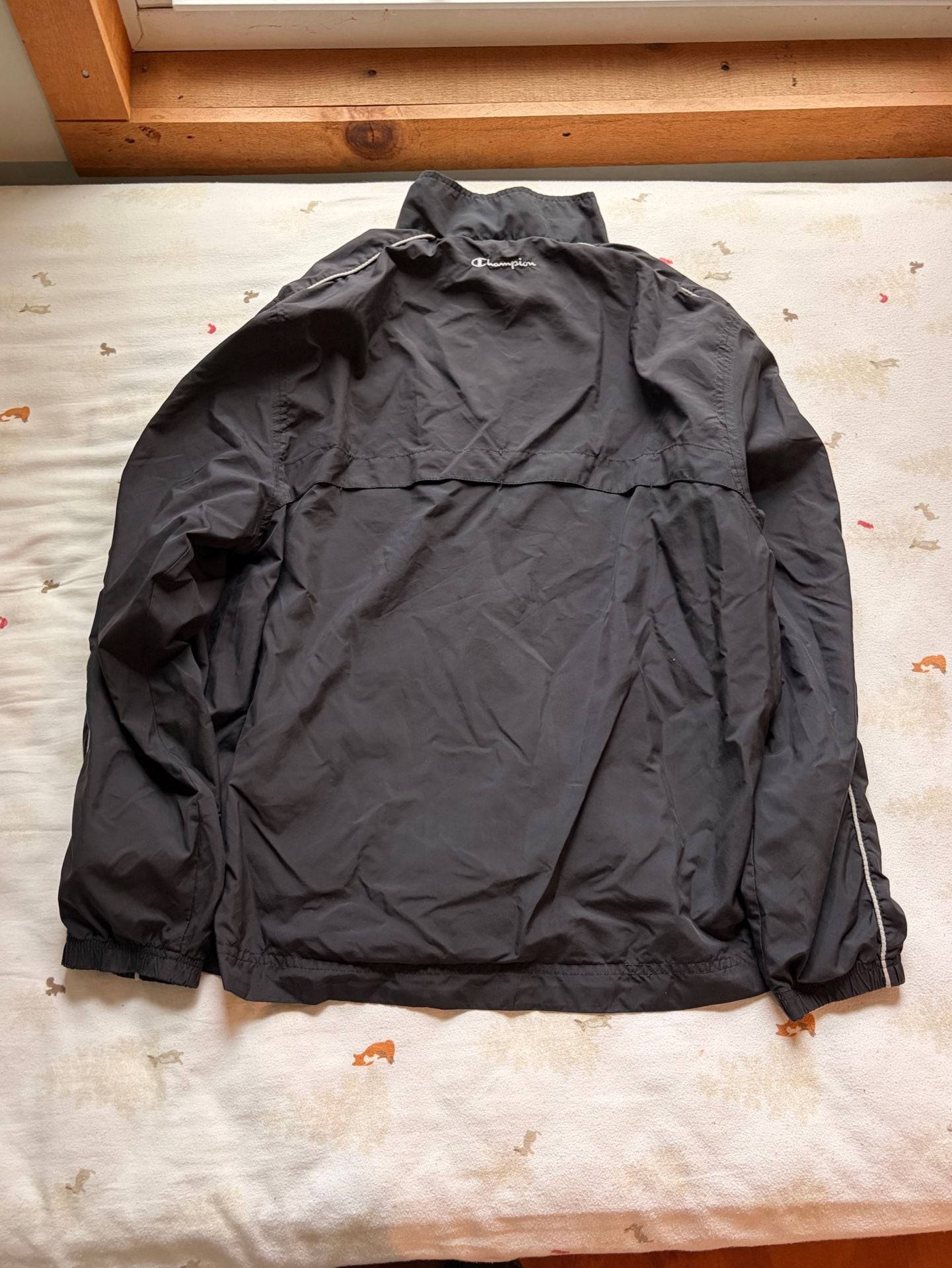 Champion 1/4 Zip Windbreaker Jacket Size M Black 4