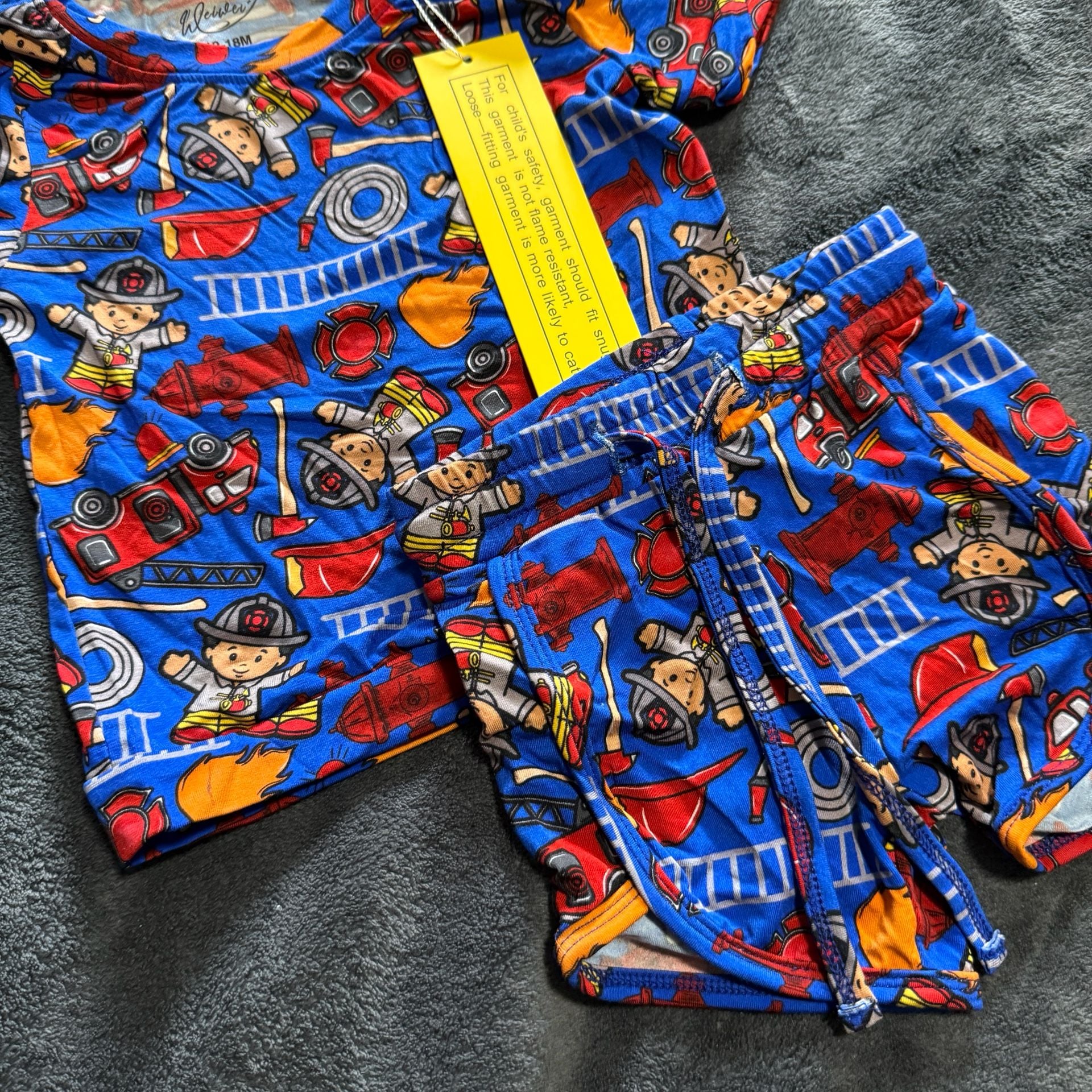 Weiwei Firefighter Bamboo Pajama Set Size 12-18M 2