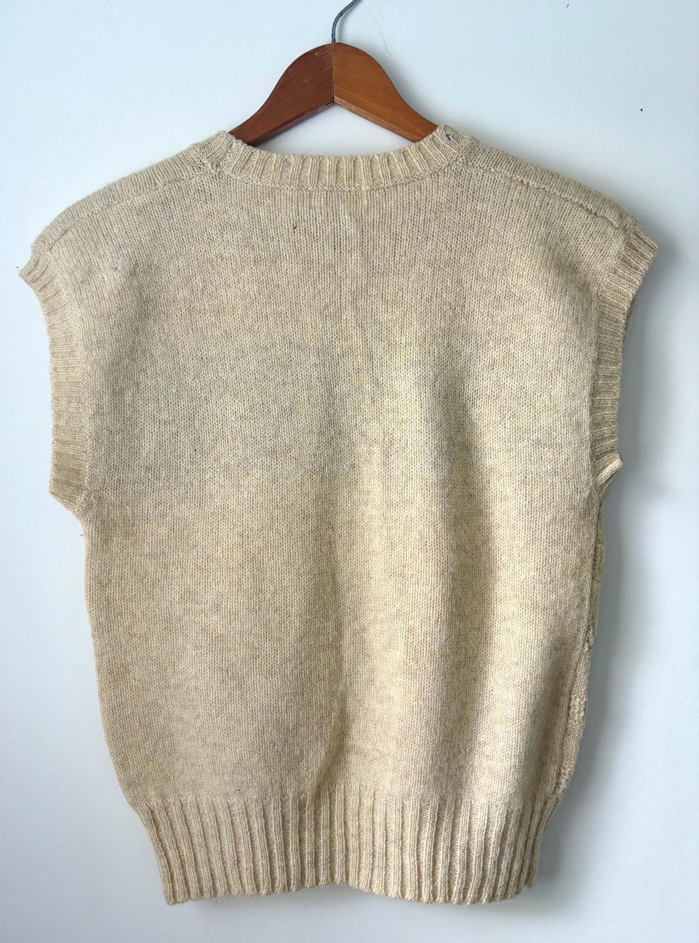 Wool Landscape Scene Sweater Vest Size M Beige Knit Stone Canyon 6