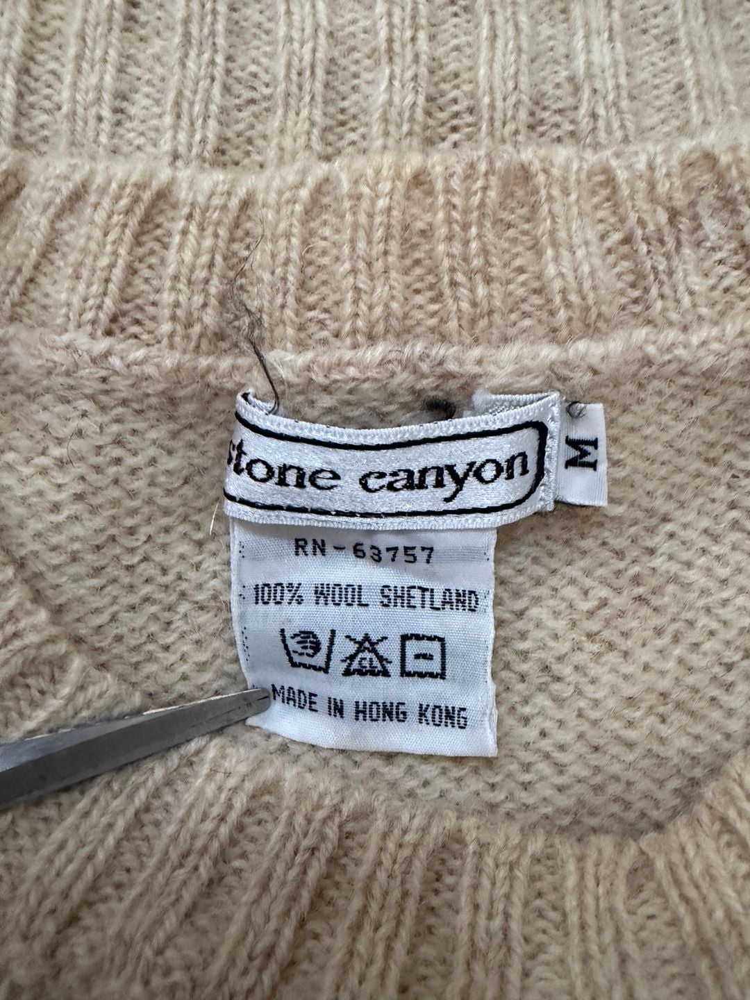 Wool Landscape Scene Sweater Vest Size M Beige Knit Stone Canyon 8