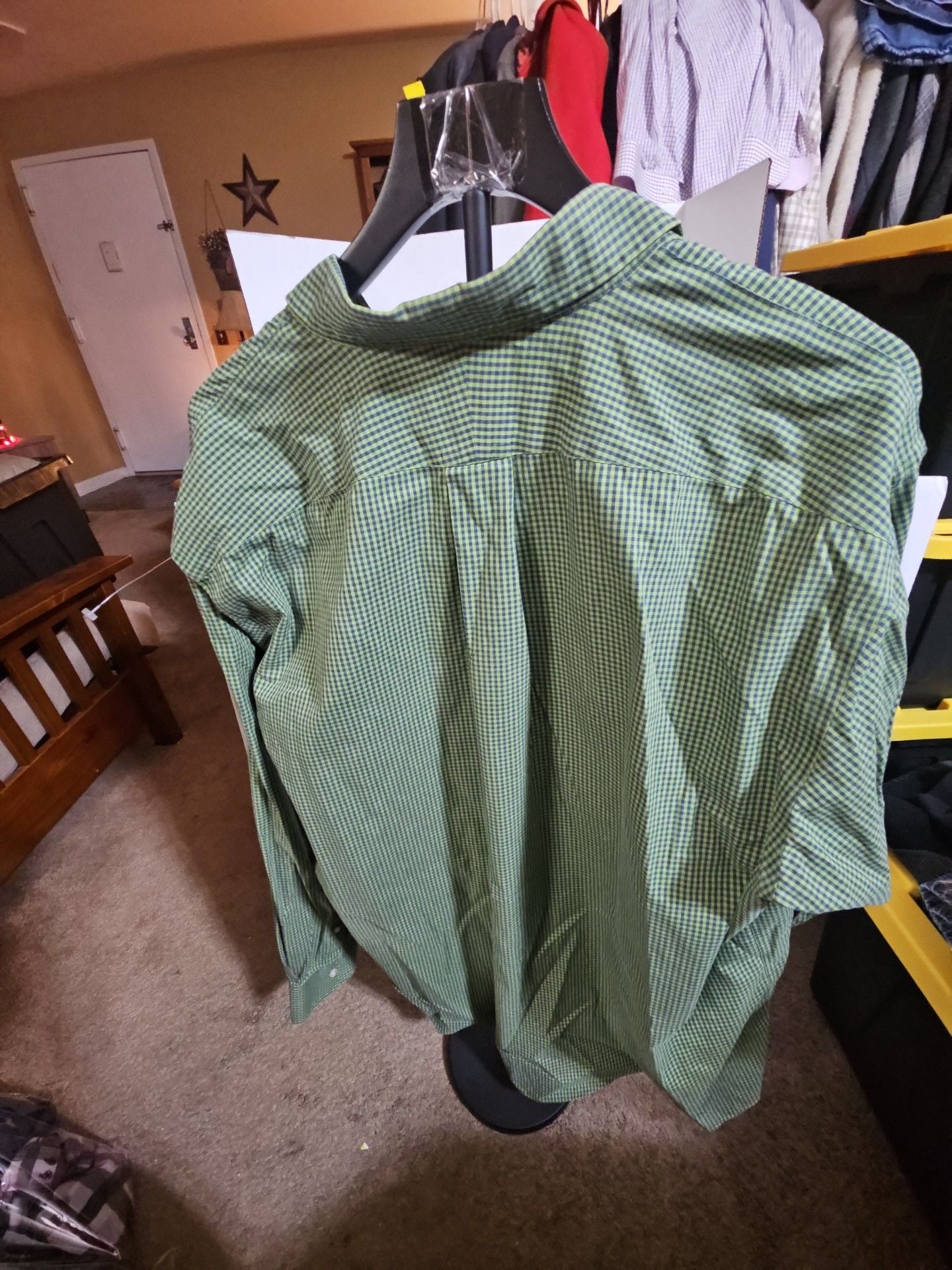 Lands' End No Iron Plaid Button Down Shirt 18-38 Big/Tall Green 3