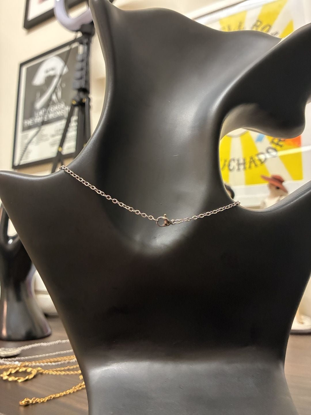 Upcycled Stainless Steel Iridescent Crystal Heart Pendant Necklace Silver Tone 4