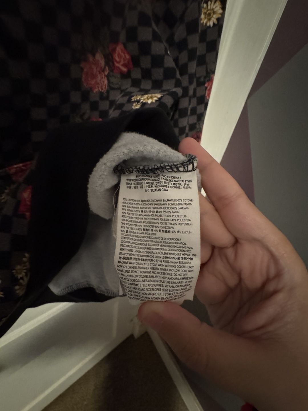 Vans Checkerboard Floral Hoodie Size M 8