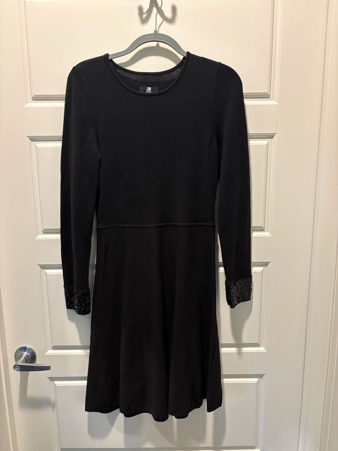 JW Jason Wu Sweater Dress Size M Black Sequin Cuffs Knit 2