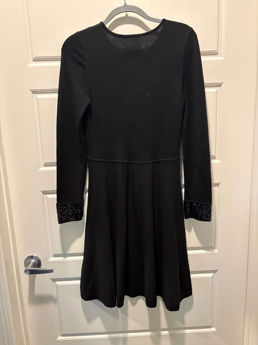 JW Jason Wu Sweater Dress Size M Black Sequin Cuffs Knit 4