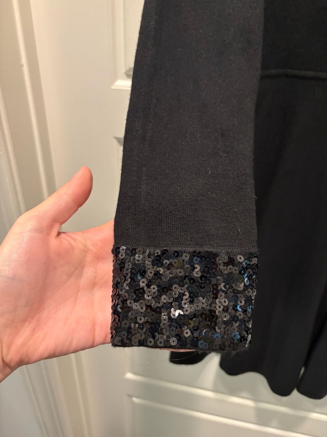 JW Jason Wu Sweater Dress Size M Black Sequin Cuffs Knit 5