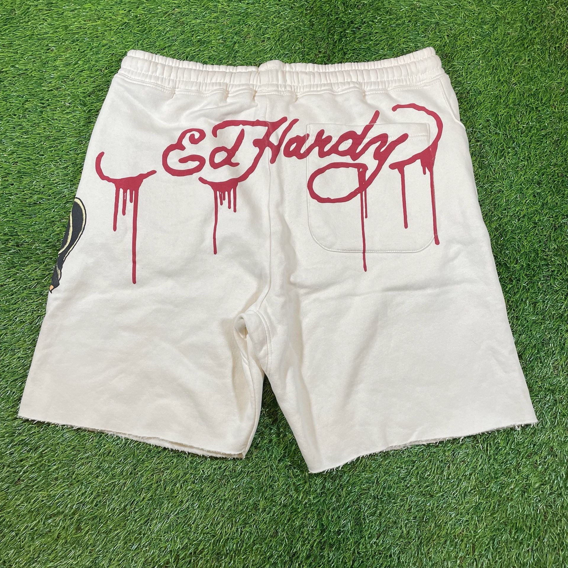 Ed Ed Hardy Sweat Shorts Size M White Tattoo Skull Panther 3