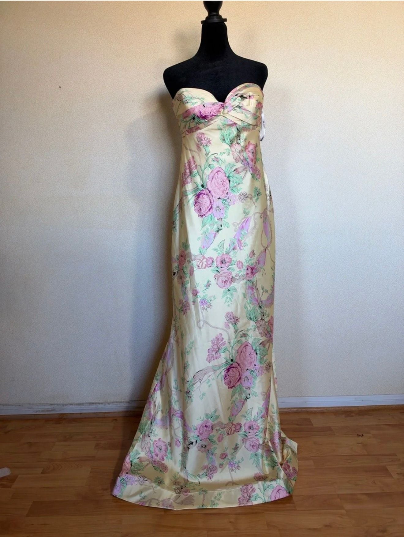 House of CB Floral Satin Strapless Maxi Dress 4