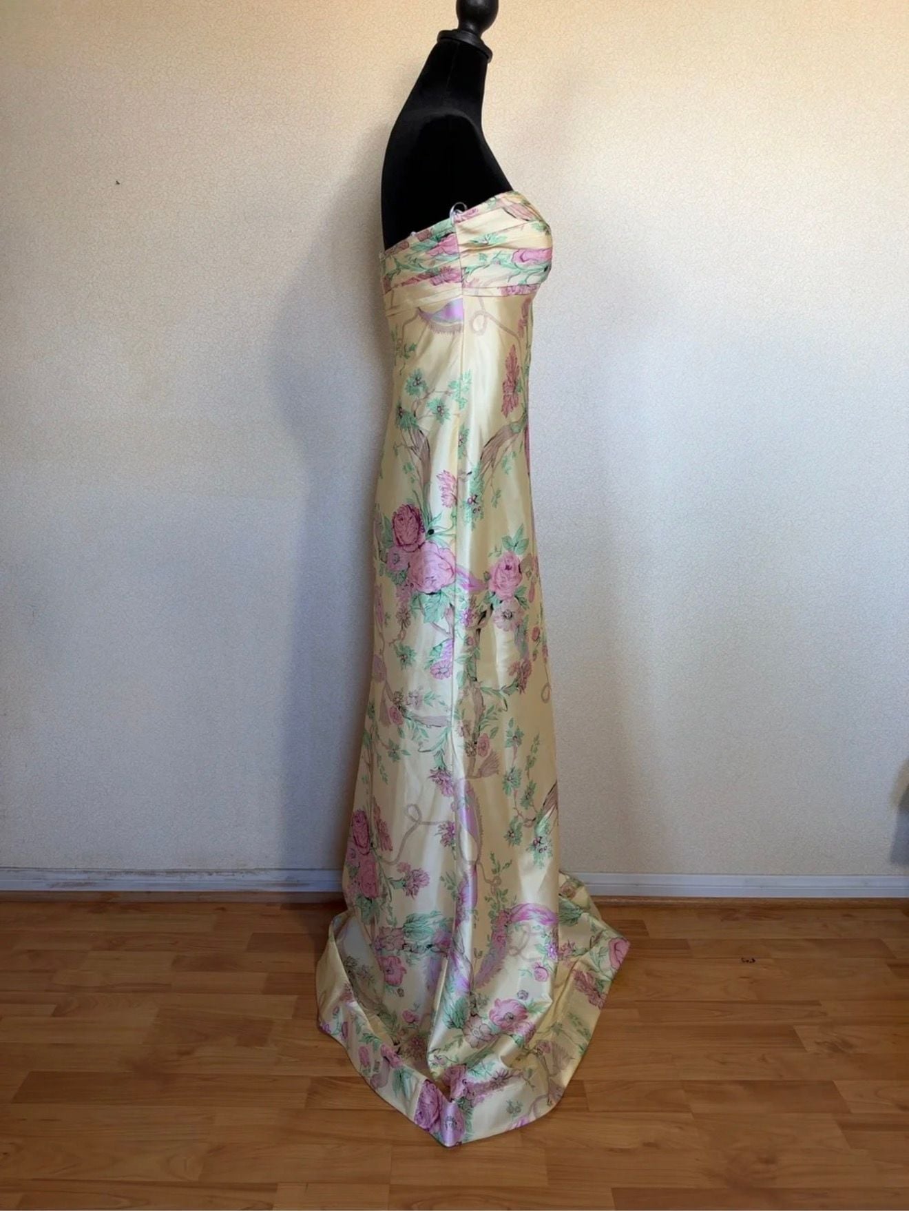 House of CB Floral Satin Strapless Maxi Dress 5