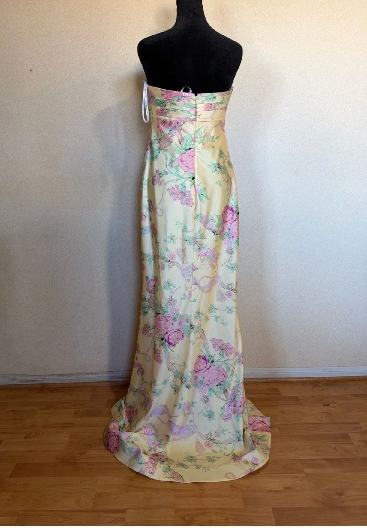 House of CB Floral Satin Strapless Maxi Dress 6